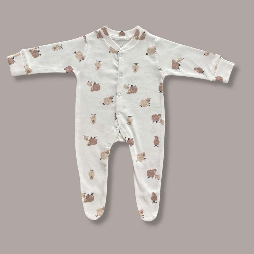 Stretchable Cotton Footed Jumpsuits for Babies - Cozy Night Sleepsuits