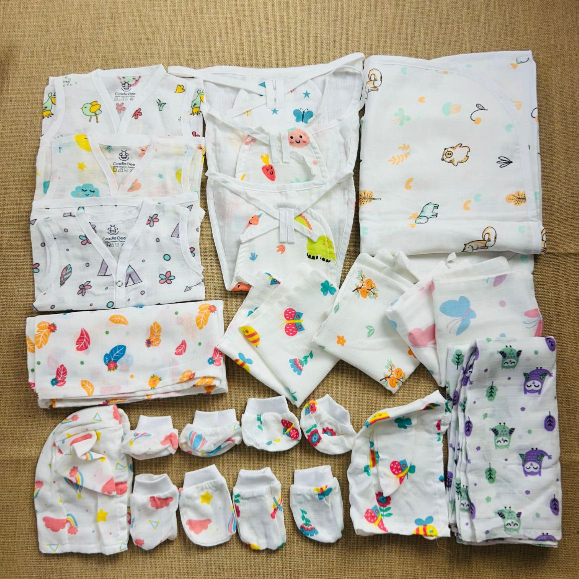 CradleBee Newborn Essentials Kit: 18-Piece Organic Starter Set